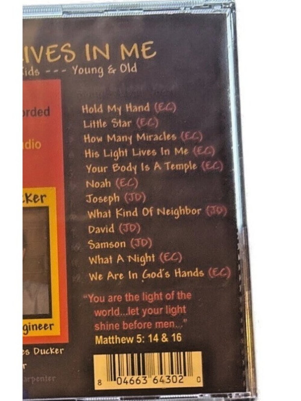 Vintage CD His Light Lives In Me Eric Carpenter James Ducker Christian Album - Picture 3 of 4